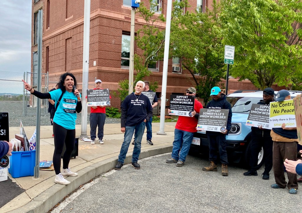 Sussen Miller, a housing justice advocate with CAAS, spoke at the rally. Photo credit: Rand Wilson